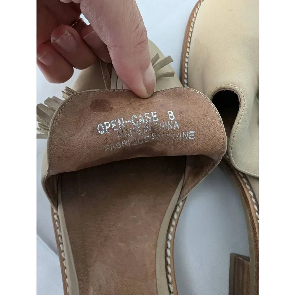 Jeffrey Campbell - D'orsay "Open Case" Designer Cream Tassel Leather Loafers Sz - Picture 7 of 7